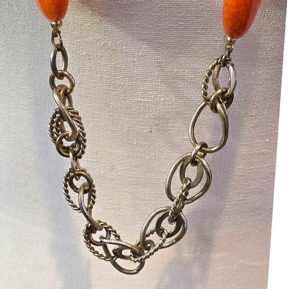 Necklace Ruby Rd Mixed Beaded Chain Gold Tone Statement Long Acrylic SKU 2297 - Picture 2 of 8